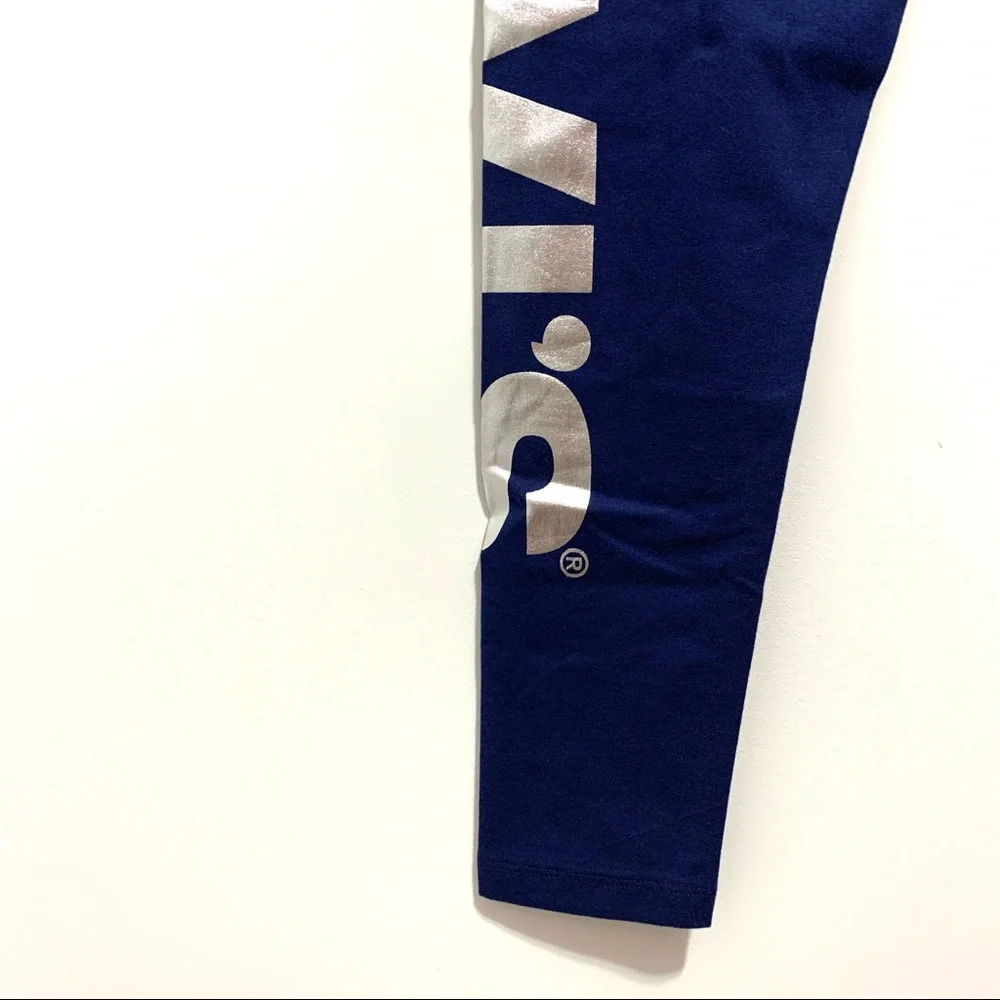 NEW Levi's Girls High Rise Blue Leggings Metallic Silver Logo